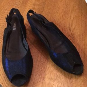 Women’s navy sparkle slingbacks